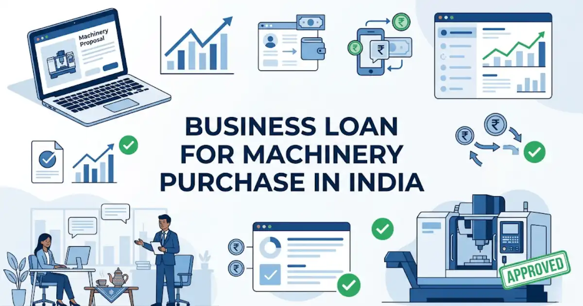 Professional finance blog image featuring Indian business professionals related to business loan for machinery purchase in india - blog learn the process to get a business loan for machinery purchase. understand the eligibility crite, with finan