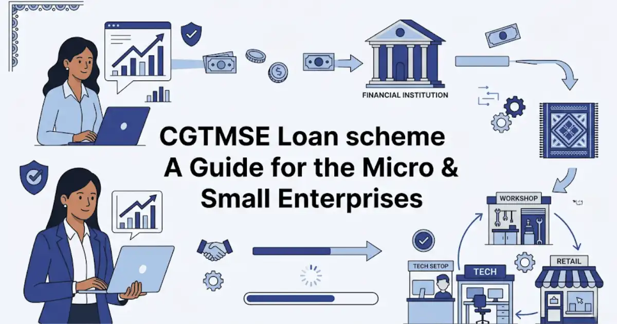 Professional finance blog image featuring Indian business professionals related to cgtmse loan scheme - a guide for the micro & small enterprises let's understand the cgtmse loan scheme, a government-backed credit facility for small , with finan