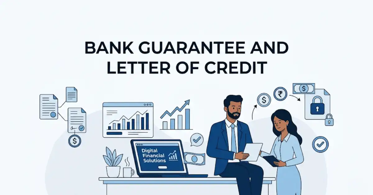 Professional finance blog image featuring Indian business professionals related to difference between bank guarantee and letter of credit - blog learn the between difference a bank guarantee and a letter of credit, its types and the , with finan