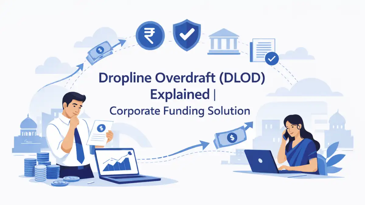 Professional finance blog image featuring Indian business professionals related to dropline overdraft (dlod) explained | corporate funding solution learn how dropline overdraft (dlod) works, its features, benefits, and suitability fo, with finan