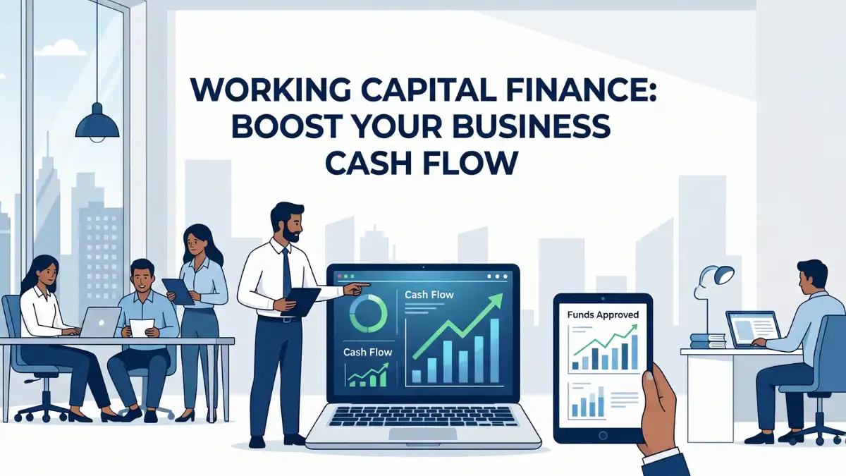 Professional finance blog image featuring Indian business professionals related to working capital finance: boost your business cash flow - blog explore working capital finance for cash flow gaps and operational support. discover typ, with finan