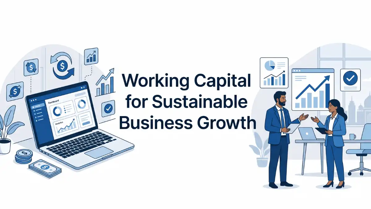 Professional finance blog image featuring Indian business professionals related to \working capital for sustainable business growth - blog discover the significance of working capital for business growth and financial stability. lear, with finan