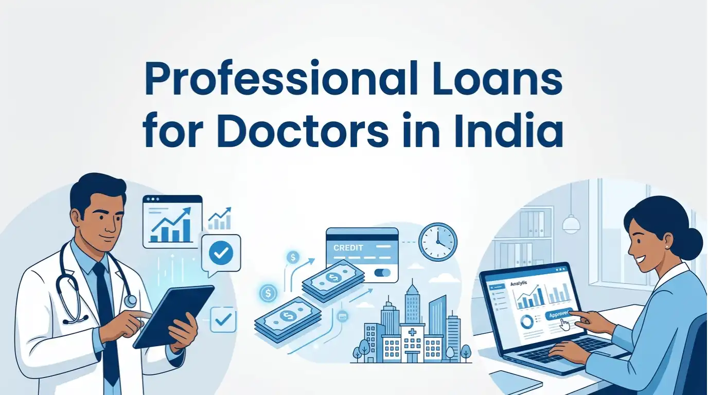 Professional finance blog image featuring Indian business professionals related to professional loans for doctors in india - blog professional loans for doctors: a guide to financing equipment, expansion, and other expenses. let's ex, with finan