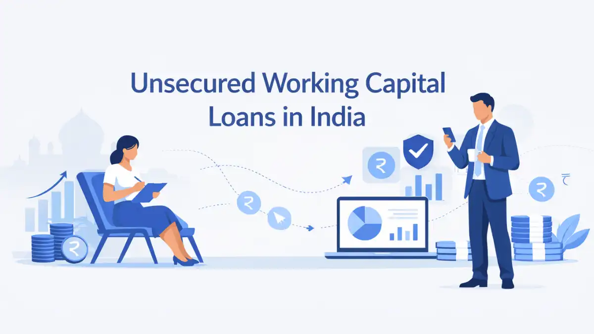 Professional finance blog image featuring Indian business professionals related to unsecured working capital loans in india | terkar capital blog discover how indian companies across manufacturing, it, biotech, and ev sectors can acc, with finan