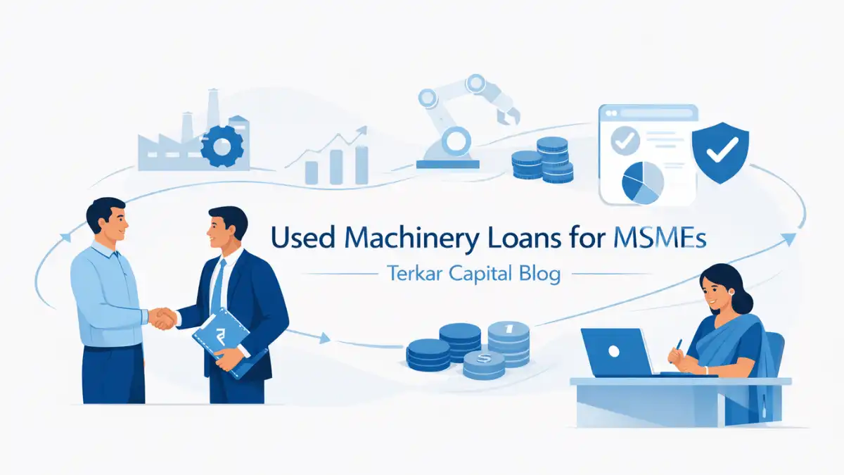 Professional finance blog image featuring Indian business professionals related to used machinery loans for msmes - terkar capital blog enable your msme to maintain cash flow, reduce expenses, and adopt modern technologies with cost-, with finan