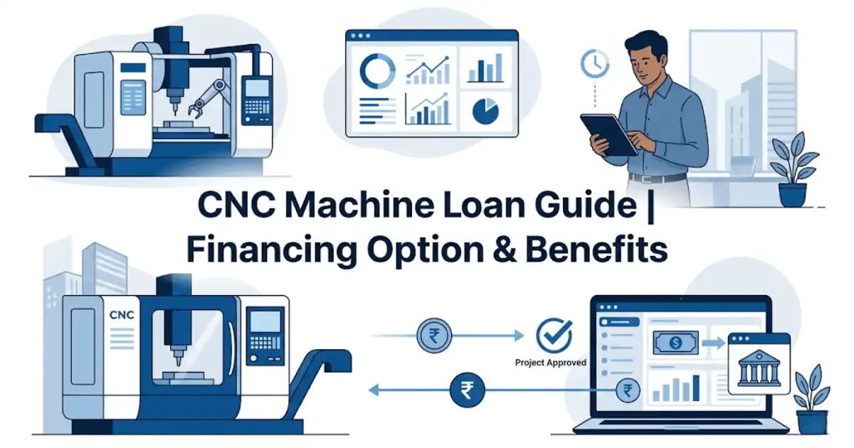 Professional finance blog image featuring Indian business professionals related to cnc machine loan guide | financing option & benefits the ultimate guide to cnc machine loans - learn types, benefits, and how terkar capital helps msm, with finan