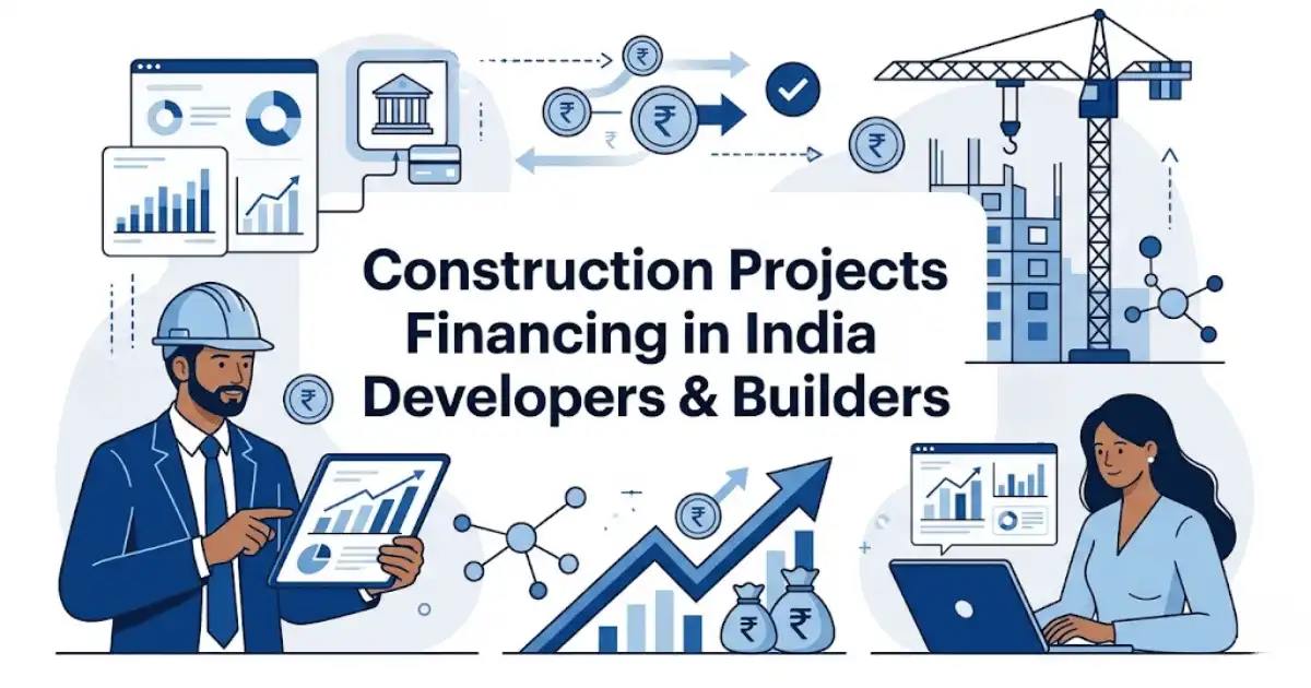 Professional finance blog image featuring Indian business professionals related to construction projects financing in india | developers & builders guide to construction project financing in india. learn in detail about what it is, t, with finan