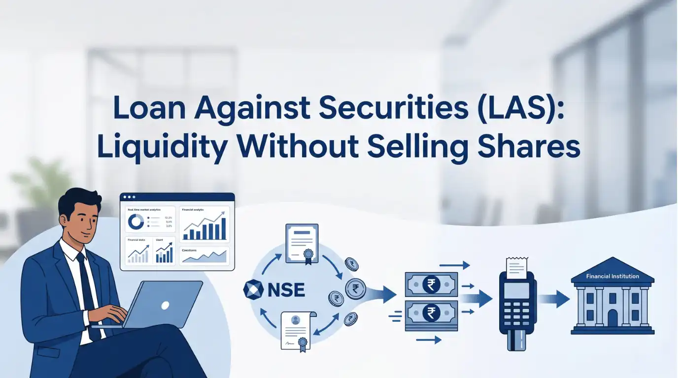 Professional finance blog image featuring Indian business professionals related to loan against securities (las): liquidity without selling shares loan against securities (share, mfs, fds, bonds) helps investors unlock funds while pr, with finan