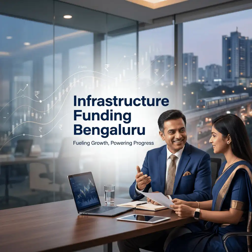 Indian professionals in business finance with subtle financial charts and graphs over a soft corporate office backdrop. Clean center space, realistic lighting and a premium corporate style convey business growth, trust and growth.