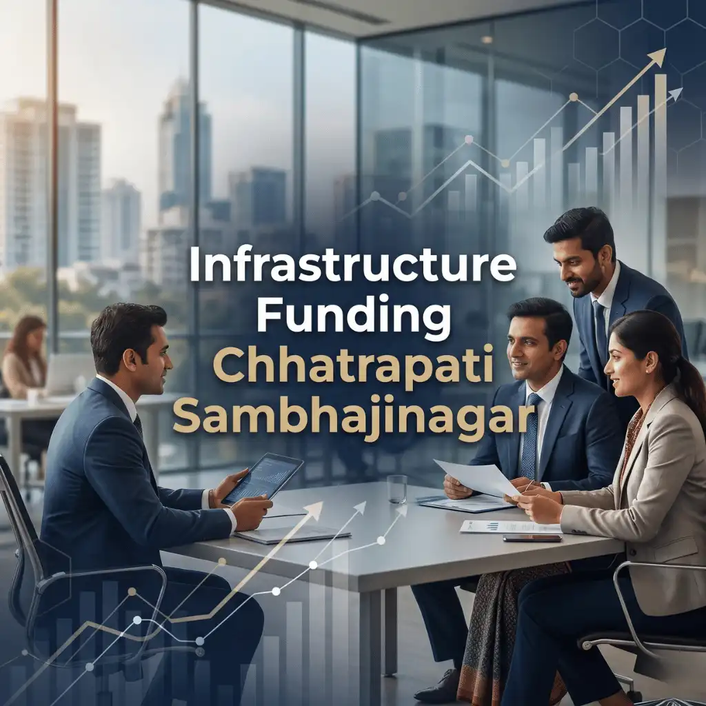 Indian professionals in business finance with subtle financial charts and graphs over a soft corporate office backdrop. Clean center space, realistic lighting and a premium corporate style convey business growth, trust and growth.