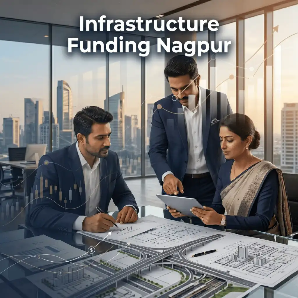 Indian professionals in business finance with subtle financial charts and graphs over a soft corporate office backdrop. Clean center space, realistic lighting and a premium corporate style convey business growth, trust and growth.