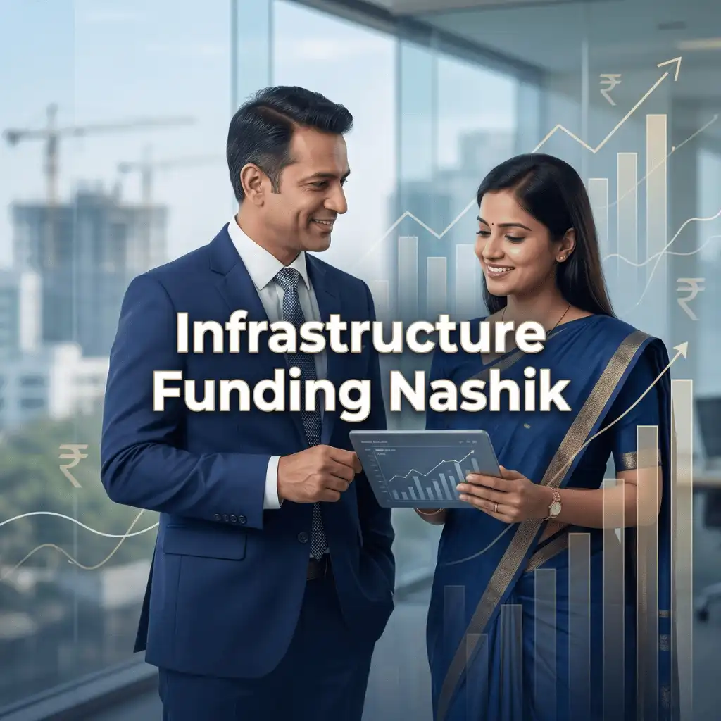 Indian professionals in business finance with subtle financial charts and graphs over a soft corporate office backdrop. Clean center space, realistic lighting and a premium corporate style convey business growth, trust and growth.