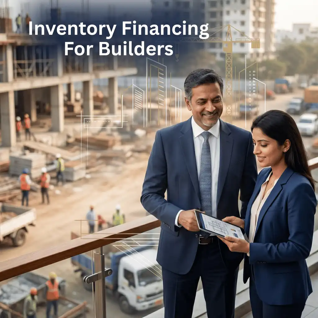 Indian professionals in construction and real estate with subtle building outlines over a soft construction backdrop. Clean center space, realistic lighting and a premium corporate style convey construction growth, trust and growth.