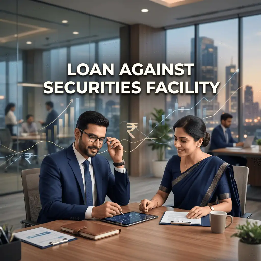 Indian professionals in business finance with subtle financial charts and graphs over a soft corporate office backdrop. Clean center space, realistic lighting and a premium corporate style convey business growth, trust and growth.