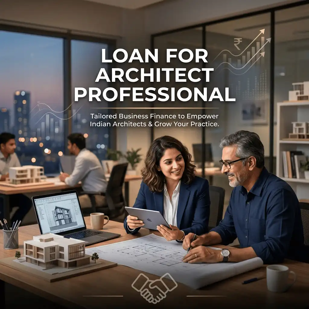 Indian professionals in business finance with subtle financial charts and graphs over a soft corporate office backdrop. Clean center space, realistic lighting and a premium corporate style convey business growth, trust and growth.