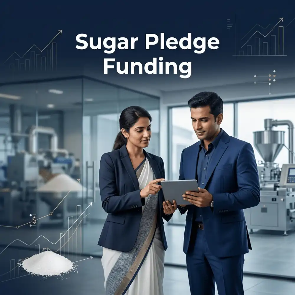 Indian professionals in business finance with subtle financial charts and graphs over a soft corporate office backdrop. Clean center space, realistic lighting and a premium corporate style convey business growth, trust and growth.