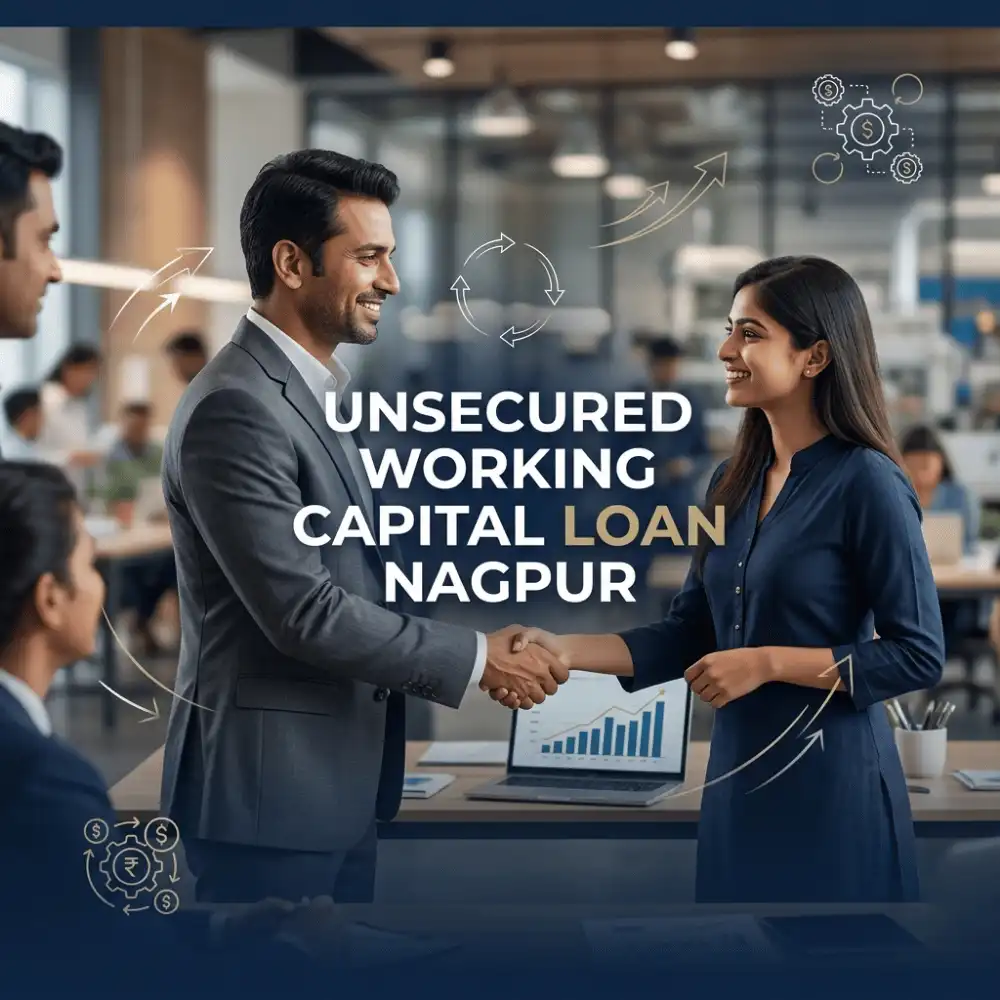 Indian professionals in working capital operations with subtle cash flow arrows over a soft office/business operations. Clean center space, realistic lighting and a premium corporate style convey cash flow support, trust and growth.