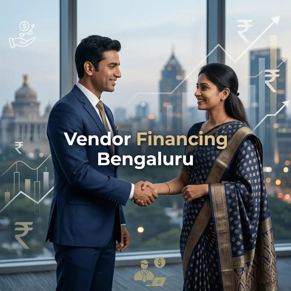 Indian professionals in business finance with subtle financial charts and graphs over a soft corporate office backdrop. Clean center space, realistic lighting and a premium corporate style convey business growth, trust and growth.