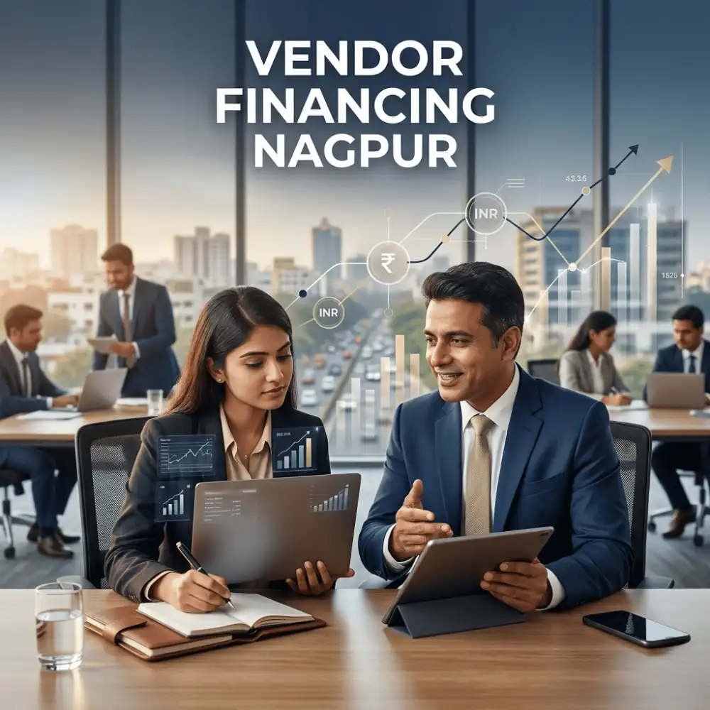 Indian professionals in business finance with subtle financial charts and graphs over a soft corporate office backdrop. Clean center space, realistic lighting and a premium corporate style convey business growth, trust and growth.