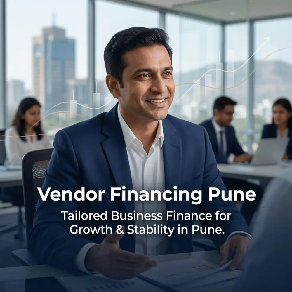 Indian professionals in business finance with subtle financial charts and graphs over a soft corporate office backdrop. Clean center space, realistic lighting and a premium corporate style convey business growth, trust and growth.