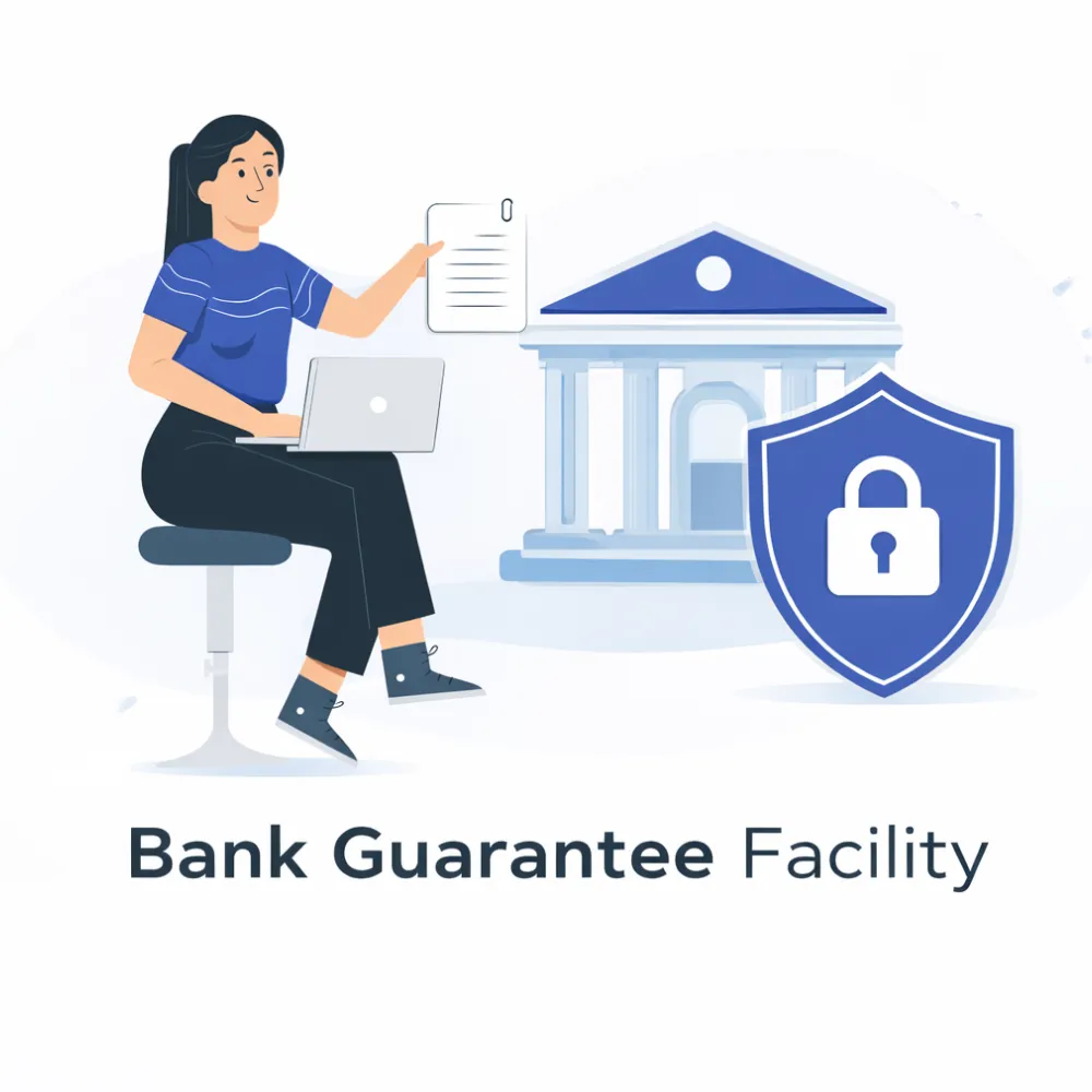 Indian professionals in business finance with subtle financial charts and graphs over a soft corporate office backdrop. Clean center space, realistic lighting and a premium corporate style convey trade assurance, trust and growth.