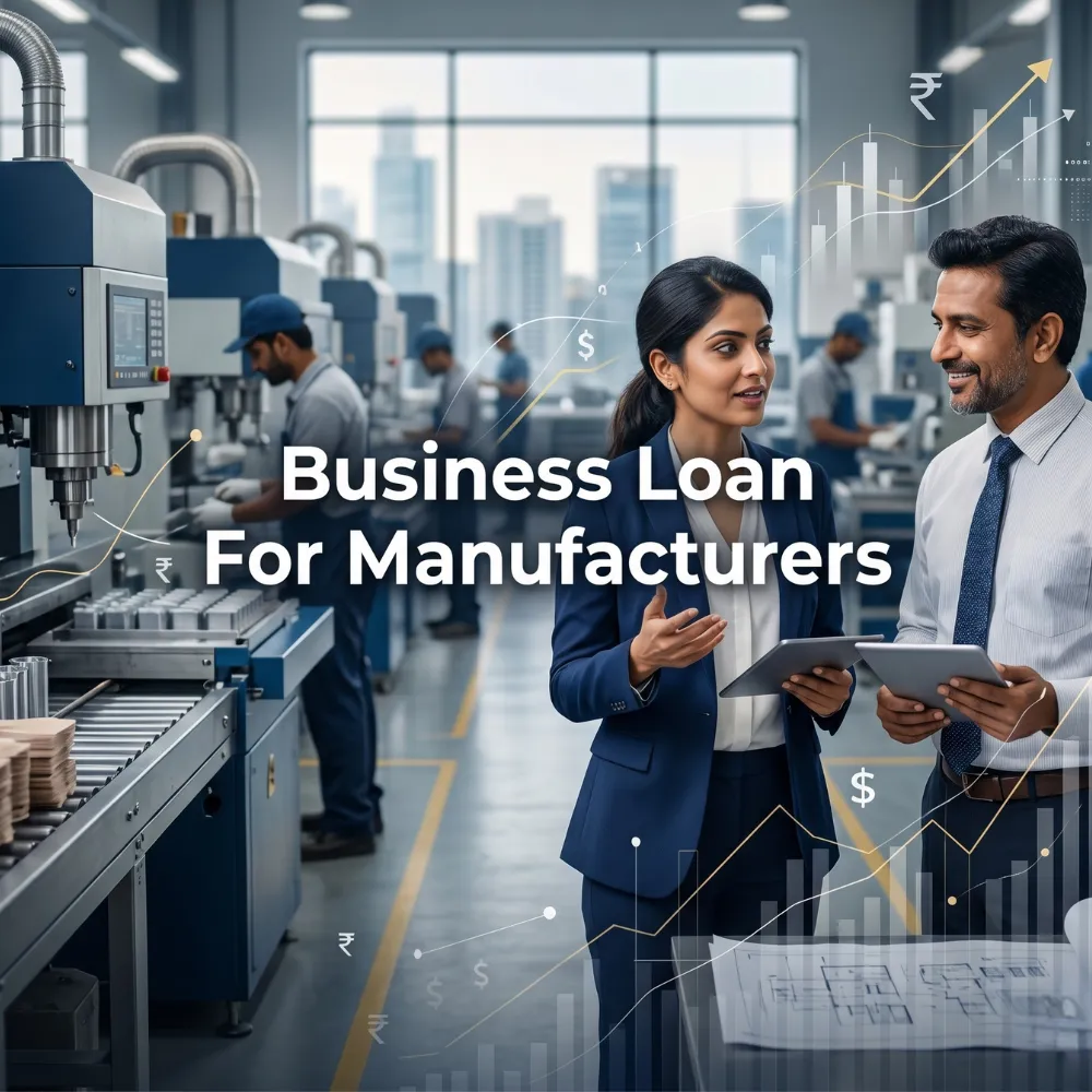 Indian professionals in business finance with subtle financial charts and graphs over a soft corporate office backdrop. Clean center space, realistic lighting and a premium corporate style convey industrial growth, trust and growth.