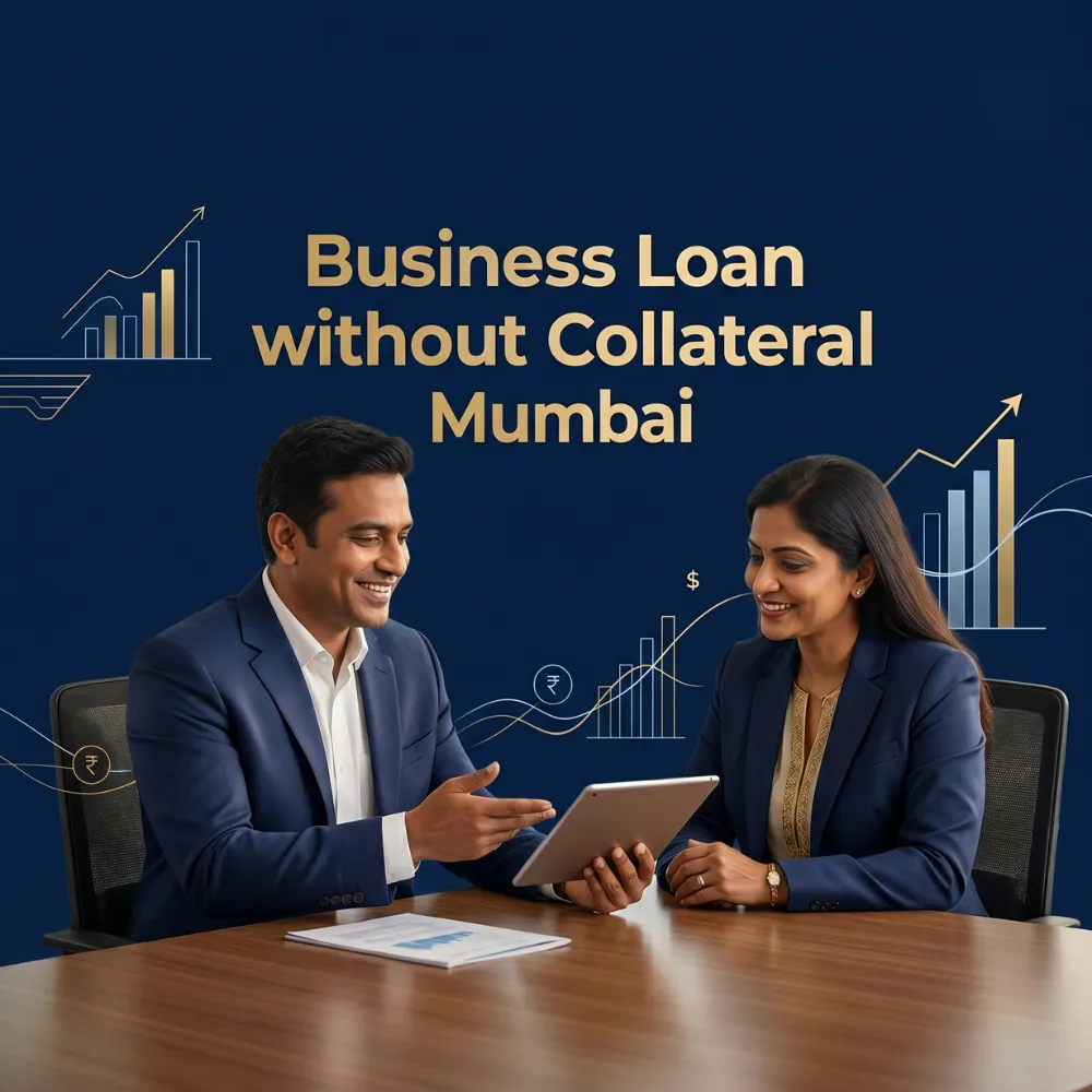 Indian professionals in business finance with subtle financial charts and graphs over a soft corporate office backdrop. Clean center space, realistic lighting and a premium corporate style convey business growth, trust and growth.