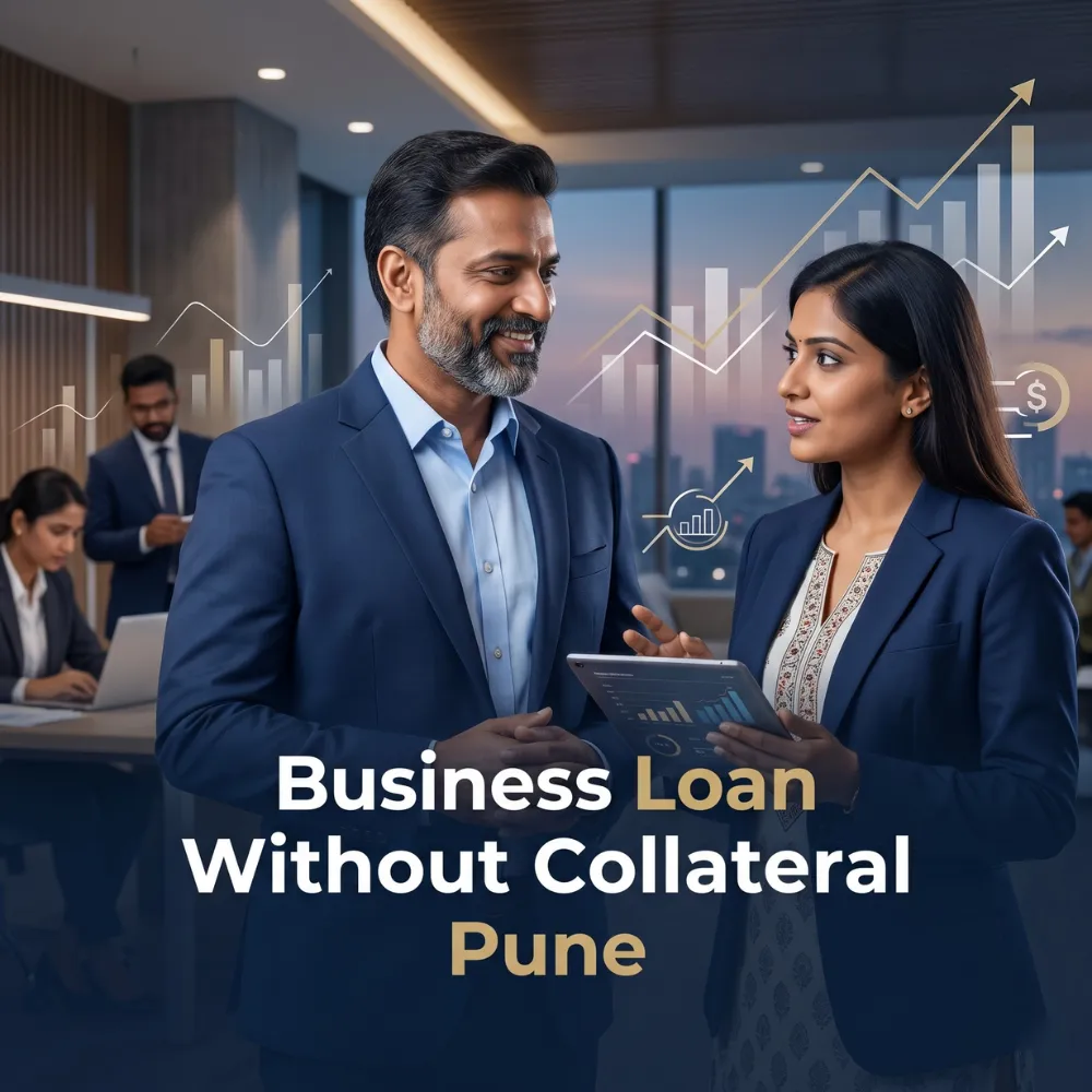 Indian professionals in business finance with subtle financial charts and graphs over a soft corporate office backdrop. Clean center space, realistic lighting and a premium corporate style convey business growth, trust and growth.