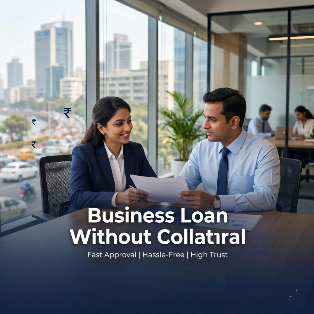 Indian professionals in business finance with subtle financial charts and graphs over a soft corporate office backdrop. Clean center space, realistic lighting and a premium corporate style convey business growth, trust and growth.