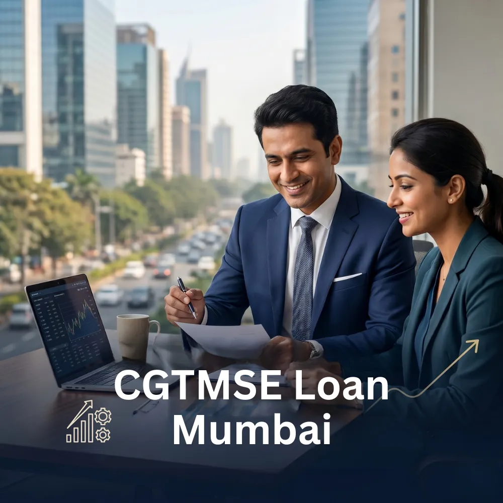 Indian professionals in business finance with subtle financial charts and graphs over a soft corporate office backdrop. Clean center space, realistic lighting and a premium corporate style convey MSME support, trust and growth.
