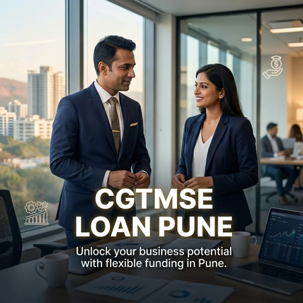 Indian professionals in business finance with subtle financial charts and graphs over a soft corporate office backdrop. Clean center space, realistic lighting and a premium corporate style convey MSME support, trust and growth.