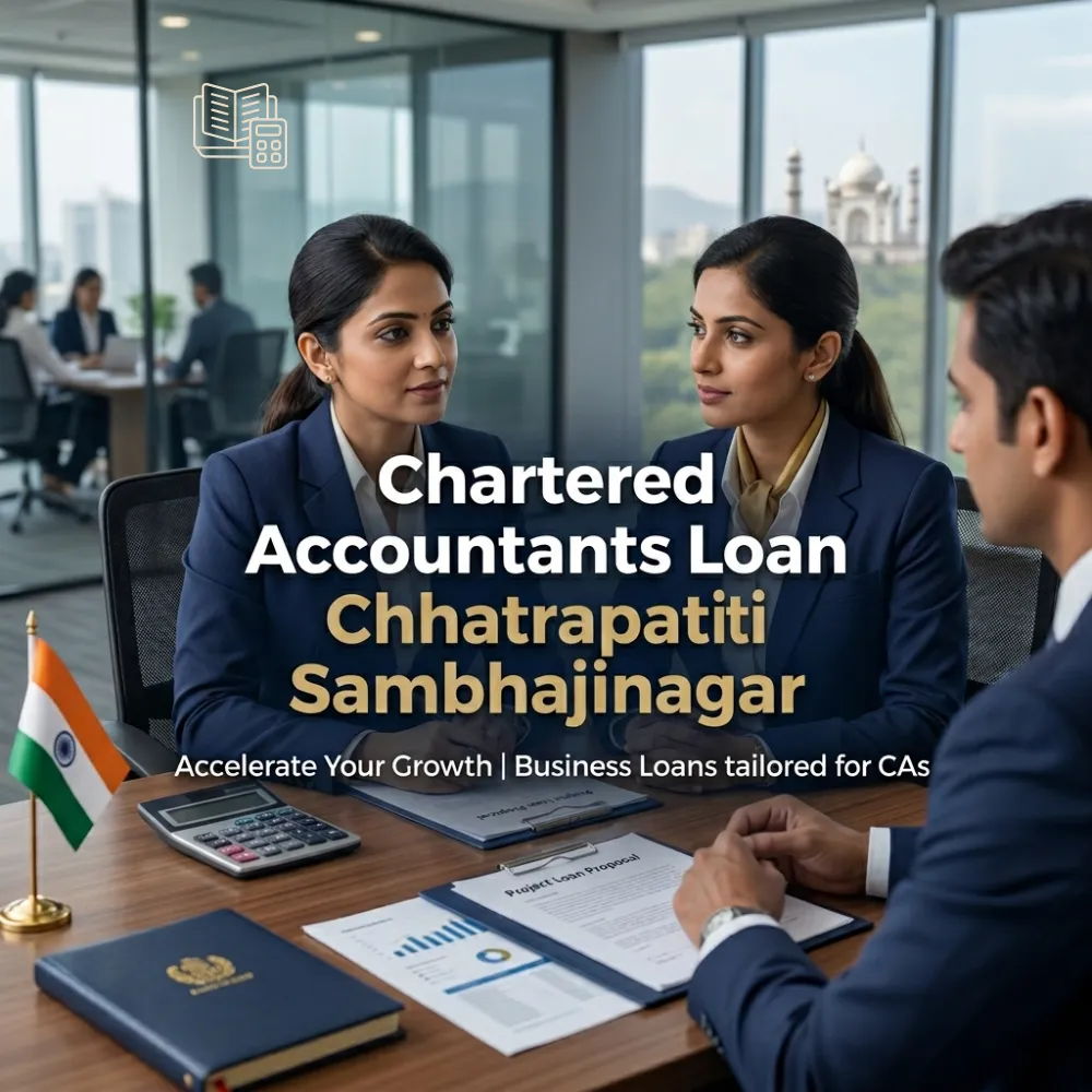Indian professionals in business finance with subtle financial charts and graphs over a soft corporate office backdrop. Clean center space, realistic lighting and a premium corporate style convey business growth, trust and growth.