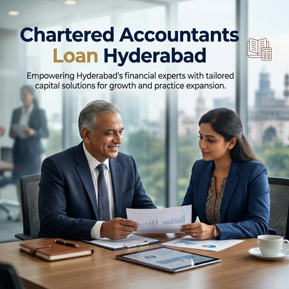 Indian professionals in business finance with subtle financial charts and graphs over a soft corporate office backdrop. Clean center space, realistic lighting and a premium corporate style convey business growth, trust and growth.