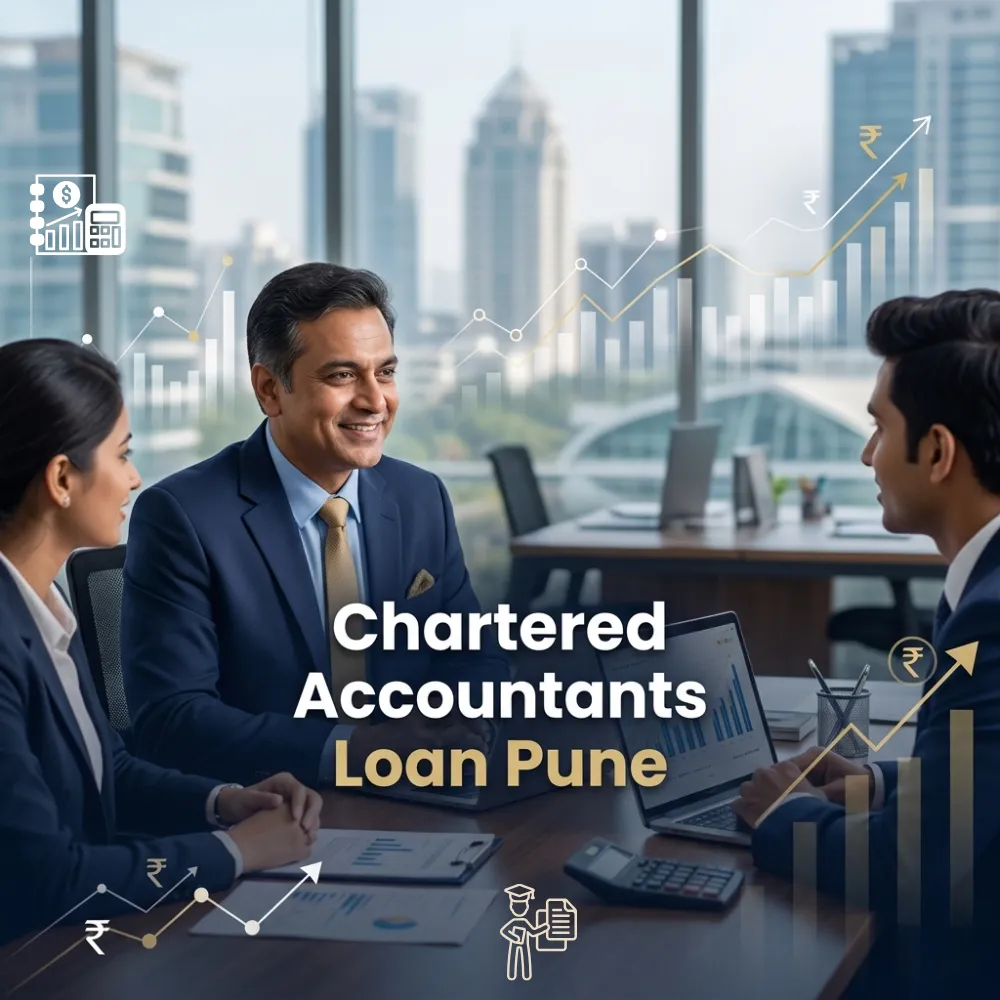 Indian professionals in business finance with subtle financial charts and graphs over a soft corporate office backdrop. Clean center space, realistic lighting and a premium corporate style convey business growth, trust and growth.