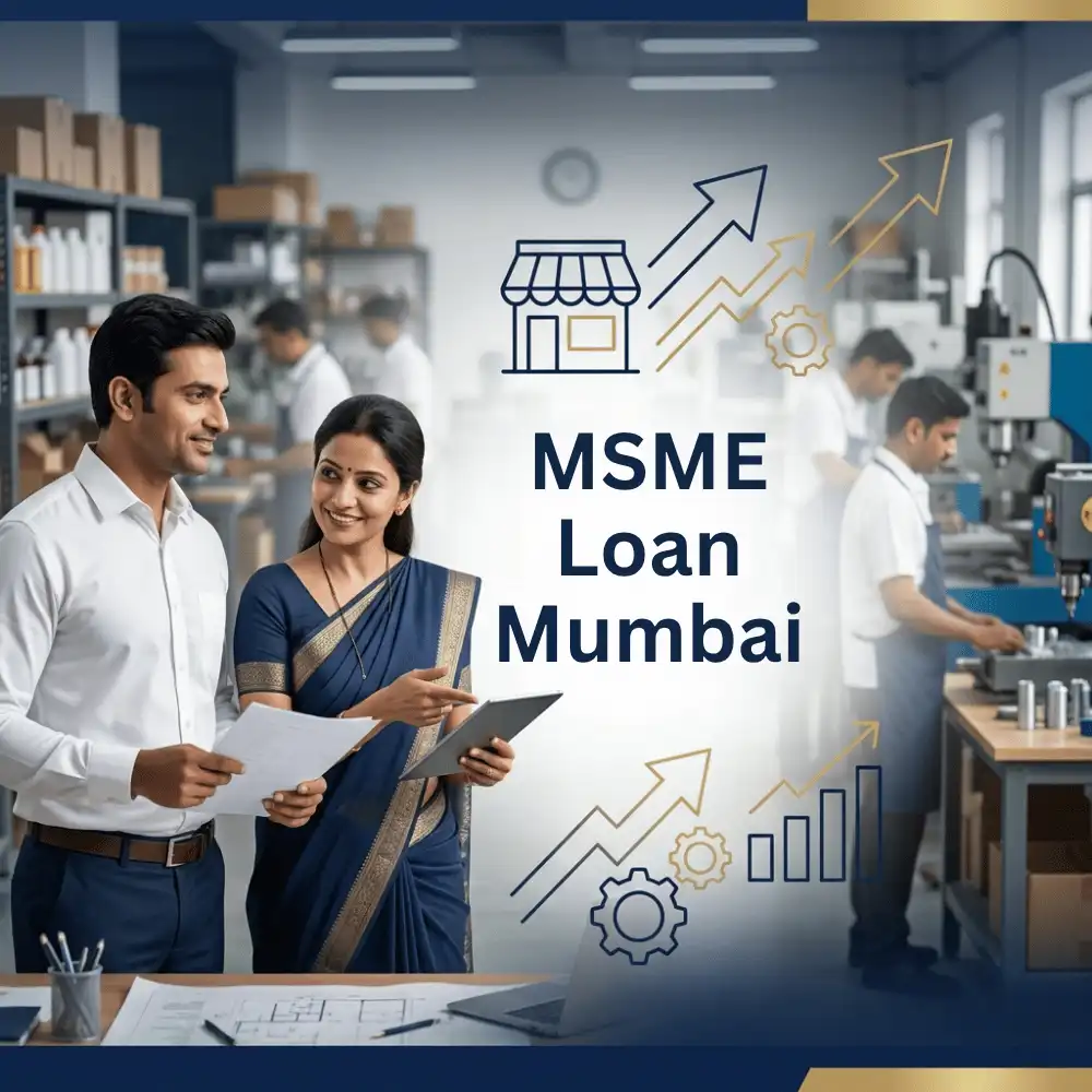 Indian professionals in MSME business operations with subtle small business icons and shop outlines over a soft small business backdrop. Clean center space, realistic lighting and a premium corporate style convey MSME support, trust and growth.