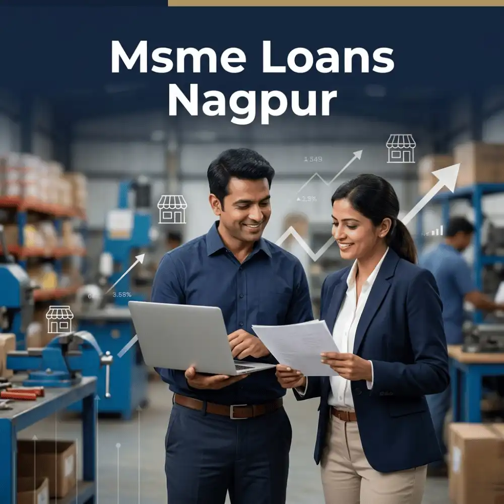Indian professionals in MSME business operations with subtle small business icons and shop outlines over a soft small business backdrop. Clean center space, realistic lighting and a premium corporate style convey MSME support, trust and growth.